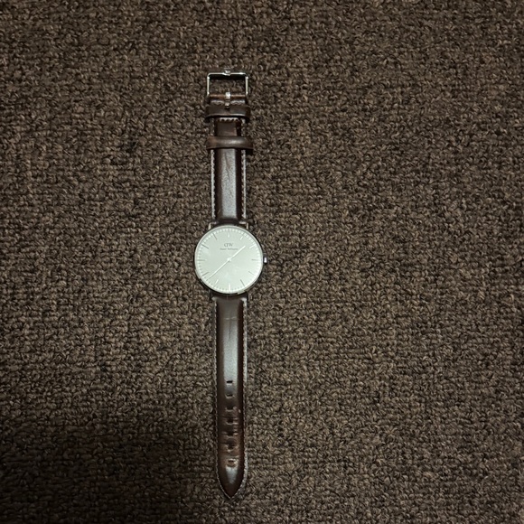 Daniel Wellington Silver Dial with Brown Leather Strap Watch - Unisex